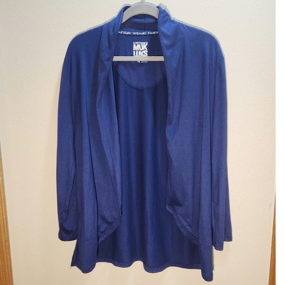 MUK LUKS long sleeve blue open front cardigan size PS pockets - Picture 1 of 5